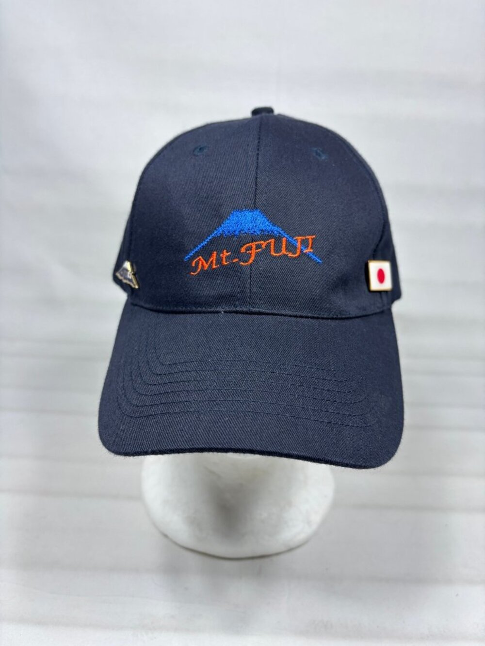 Mt Fuji Japan Travel Souvenir Navy Blue Snapback Hat Japanese Tag With 2 Pins